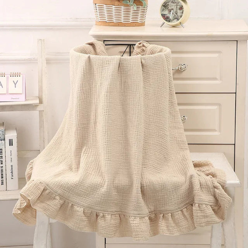 Organic Cotton Ruffled Muslin Baby Swaddle Blanket