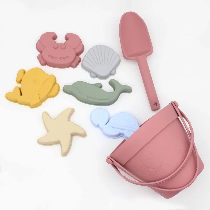 Children Silicone Beach Toy Shovel Ocean Outdoor Parent-child Beach Portable Beach Bucket Durable Sand Digging And Storage Tool
