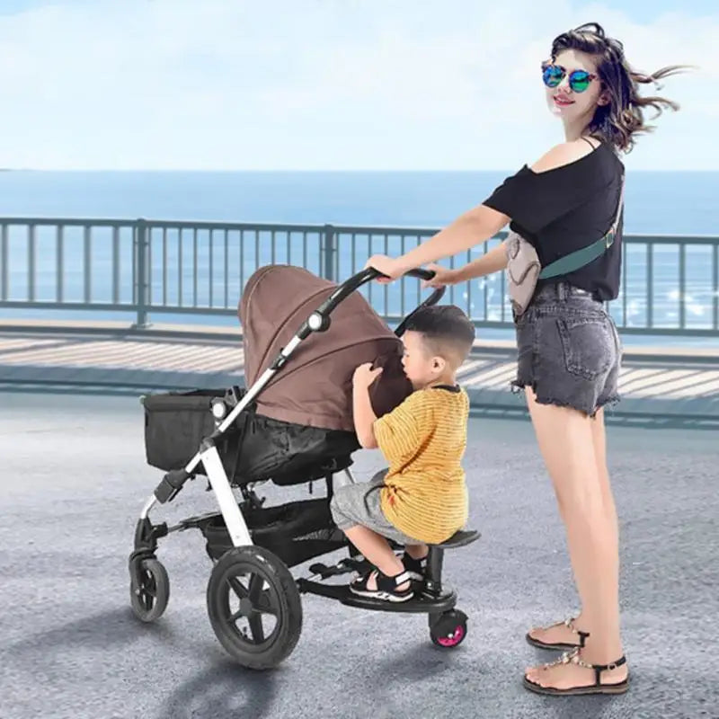 Children Stroller Pedal Adapter Stroller Accessorie Second Children Auxiliary Trailer Twins Scooter Kid Standing Plate with Seat