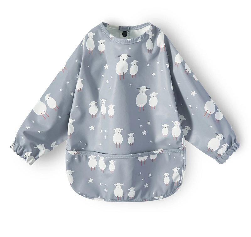 New Children Feeding Aprons Long sleeve Baby bib with Pocket Full Cover Baby Bibs with Pocket waterproof long sleeve bibs