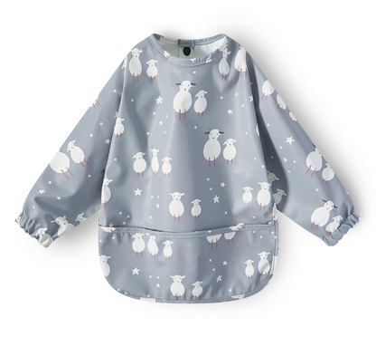 New Children Feeding Aprons Long sleeve Baby bib with Pocket Full Cover Baby Bibs with Pocket waterproof long sleeve bibs