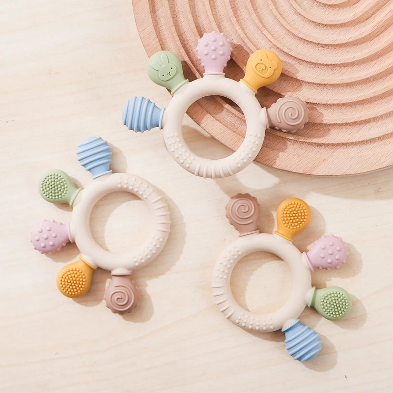 Silicone Teether for Babies - Textured and Easy to Hold BPA Free