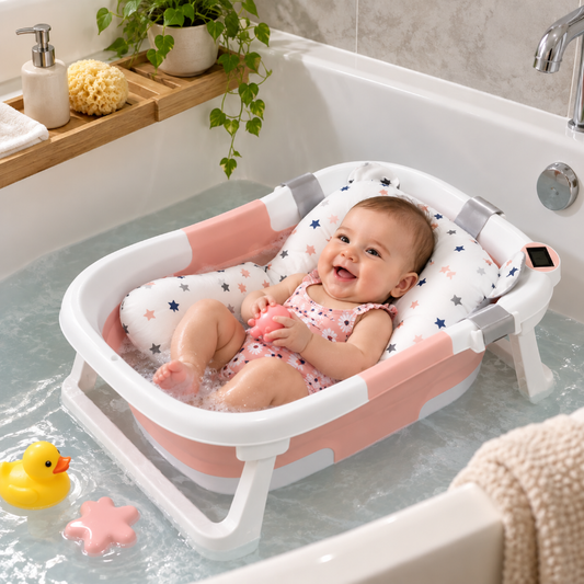 Baby Bath Tub - Foldable, Portable and Temperature Sensing