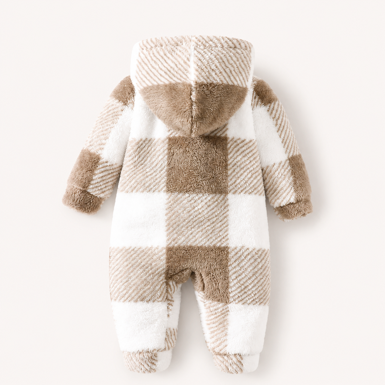 Cozy Plaid Hooded Baby Romper