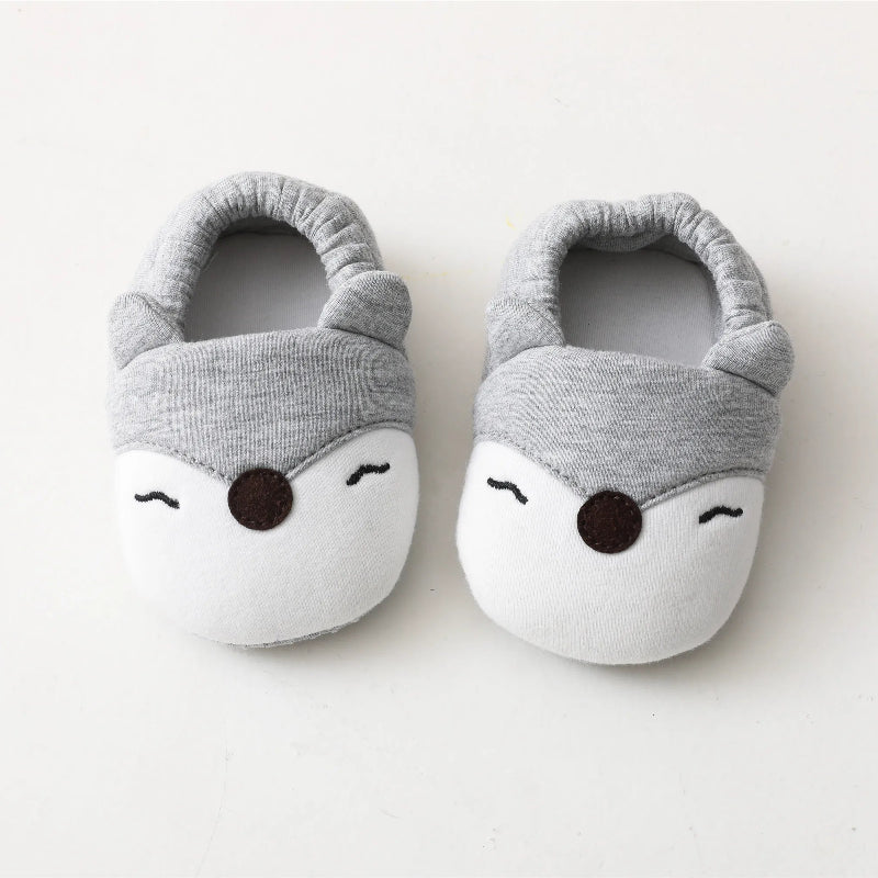 Cartoon Animals Pattern Newborn Socks Shoes Toddler Boys Girls Non-slip Crib First Walkers Winter Baby Soft Slipper Warm Booties
